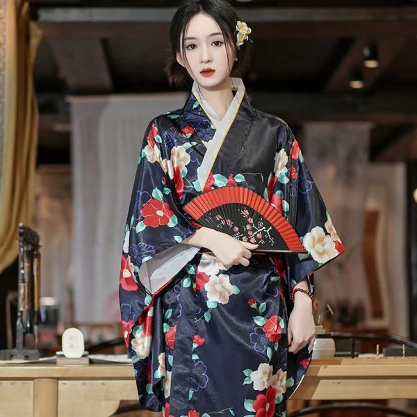 Long Traditional Japanese-themed Beautiful Floral Women's Kimono