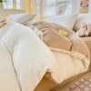 Milky Blue Brown Velvet Fleece 350gsm Bedding Sets
