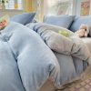Milky Blue Brown Velvet Fleece 350gsm Bedding Sets