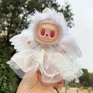 Mystic White Black Angel Wings Labubu Outfit