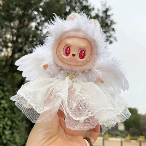 Mystic White Black Angel Wings Labubu Outfit