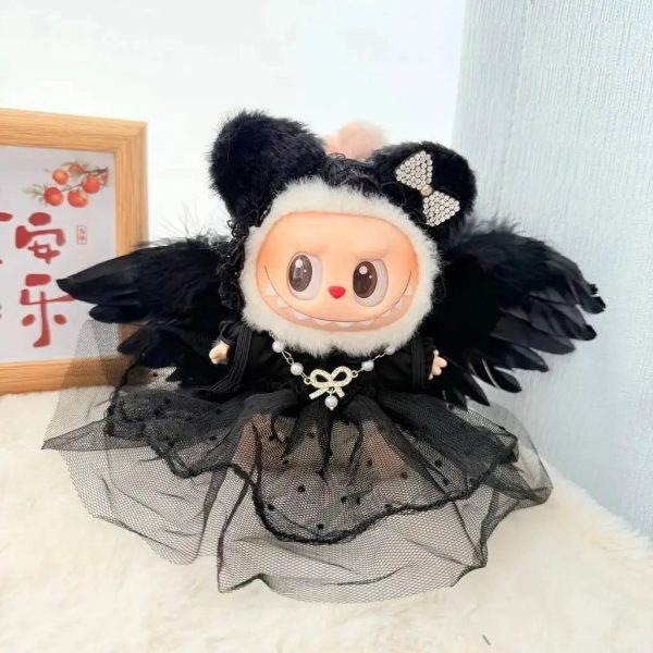 Mystic White Black Angel Wings Labubu Outfit