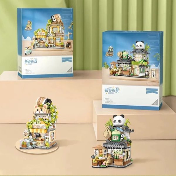 Panda and Brown Bear Tea Cafes Micro Building Set Collection Panda and Brown Bear Tea Cafes Micro Building Set Collection