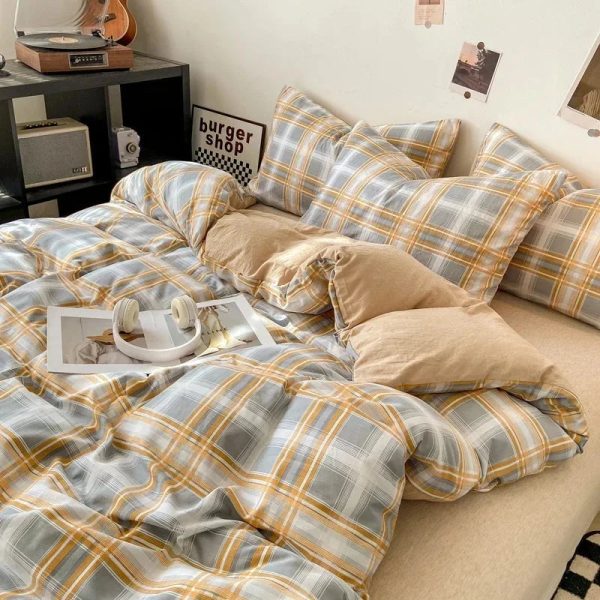 Pastel Large Checked Bedding Set Collection without Bed Sheet