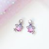 Pink Blue Teardrop Gold-Plated Stud Earrings
