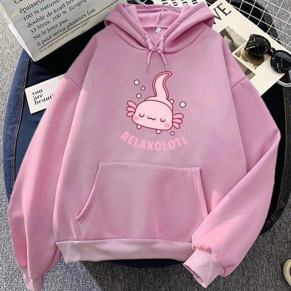 Pink Chilling Axolotl Unisex Hoodies