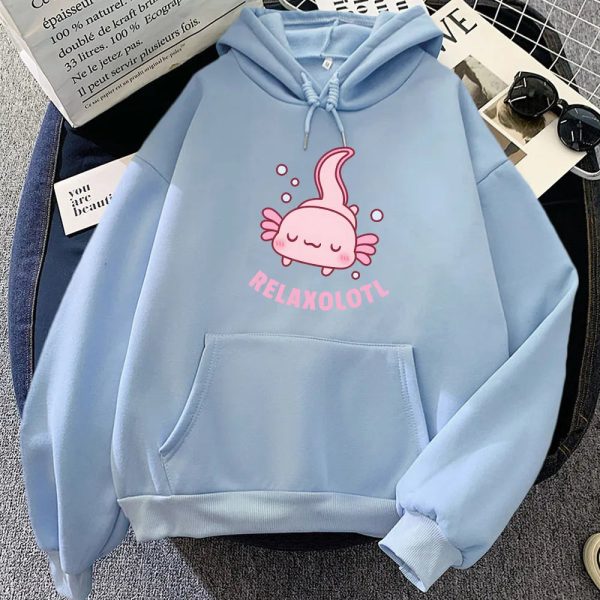 Pink Chilling Axolotl Unisex Hoodies
