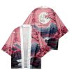 Pink Japanese-themed Sakura Mountains Unisex Kimono