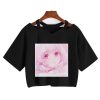 Pink Riamu Cute Anime Girl Print V-neck Crop Top Tee