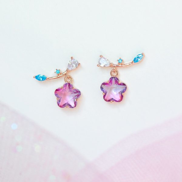 Pink Shooting Star Gold-Plated Stud Earrings