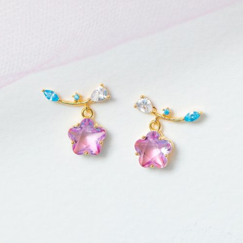 Pink Shooting Star Gold-Plated Stud Earrings