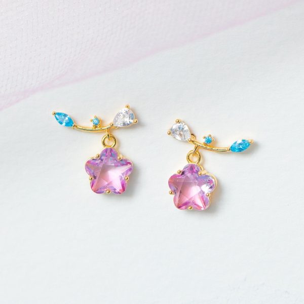 Pink Shooting Star Gold-Plated Stud Earrings