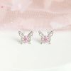 Pink Starry Butterfly Gold-plated Stud Earrings