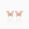 Pink Starry Butterfly Gold-plated Stud Earrings