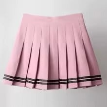 Preppy Pleated Striped Tennis Black Pink Navy White Mini Skirt