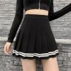Preppy Pleated Striped Tennis Black Pink Navy White Mini Skirt