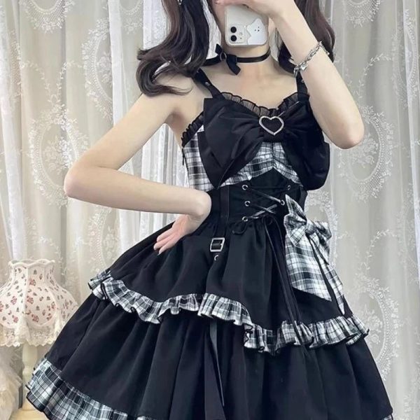 Punk Princess Gothic Lolita Black Red Women's Dress
