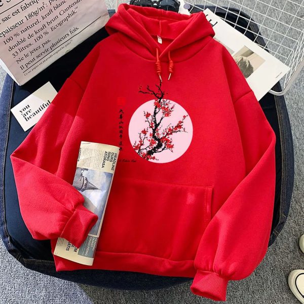 Red Sakura Branch Moon Unisex Hoodie