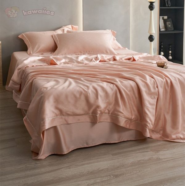 Rose Peach Luxurious Lyocell Jacquard Blanket Set