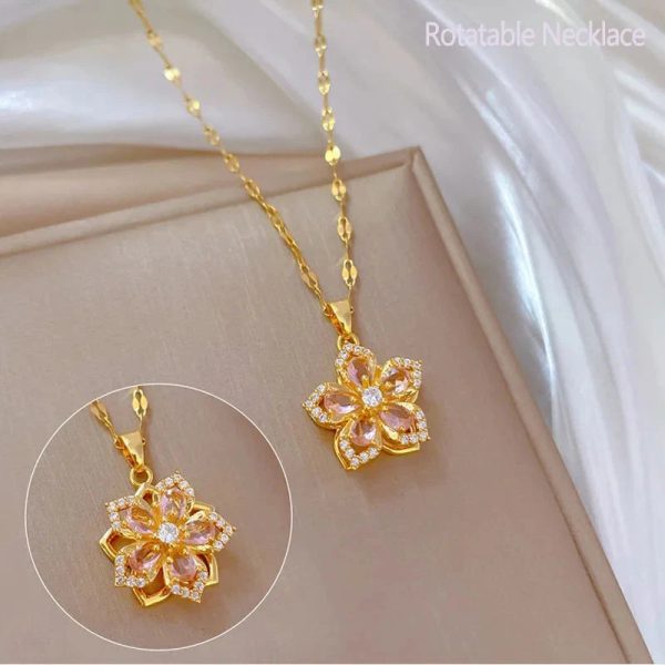 Rotatable Sakura Flower Pendant Necklace Rotatable Sakura Flower Pendant Necklace
