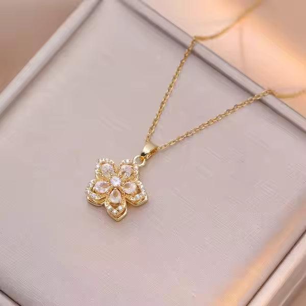 Rotatable Sakura Flower Pendant Necklace Rotatable Sakura Flower Pendant Necklace