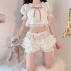 Ruffled Lolita Bloomers White Black Laced Women's Shorts
