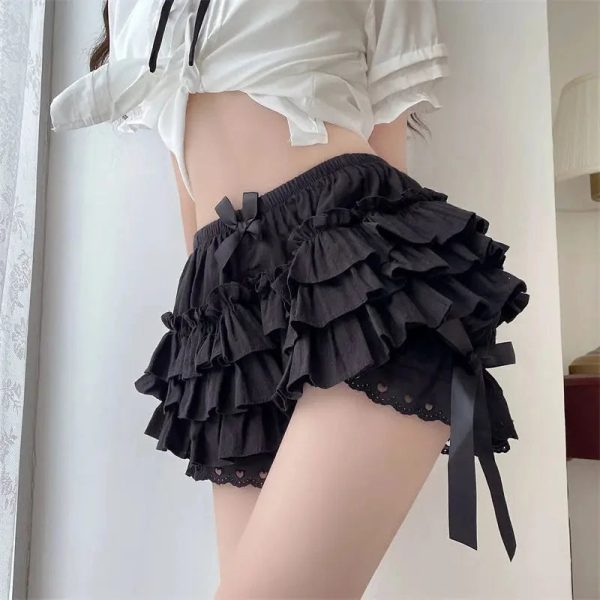 Ruffled Lolita Bloomers White Black Laced Women's Shorts