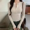 Sleek Slim Fit Ribbed Button-Up Long Sleeve Top