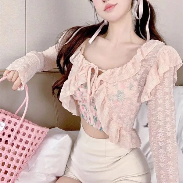 Sweet Summer Ruffle Blouse Cardigan