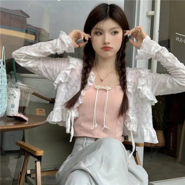 Sweet Summer Ruffle Blouse Cardigan