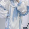 Sweetheart Harajuku White Blue Ruffles Zipper Jacket
