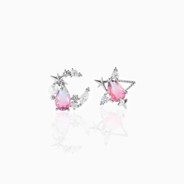 Teardrop Stars Moon Gold-Plated Stud Earrings