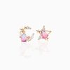 Teardrop Stars Moon Gold-Plated Stud Earrings