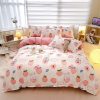 White Bunny Peach Flower Bedding Set