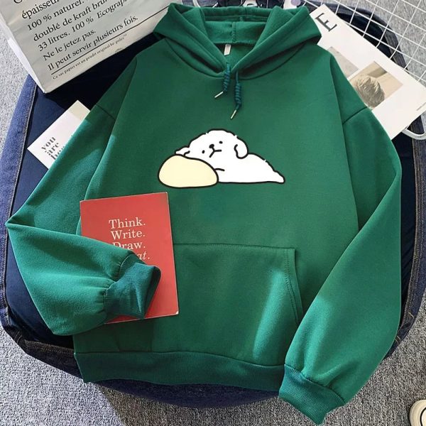 White Mochi Luckie the Dog Unisex Hoodie