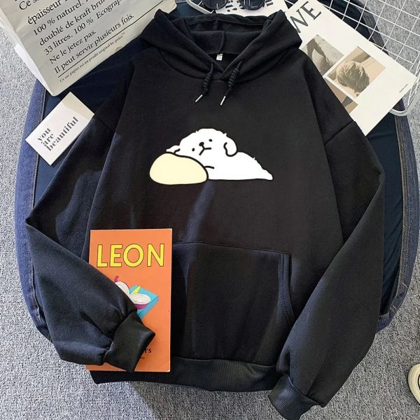 White Mochi Luckie the Dog Unisex Hoodie