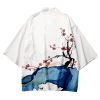 White Sakura Lake Japanese Women Kimono Robe Cardigan