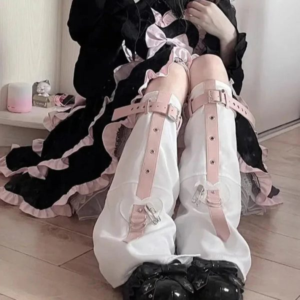Y2K Harajuku Spice Girls Black Pink Zipper Leg Warmers