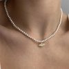 Y2K Pearl Choker Women's Saturn Pendant Necklace